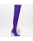 Cuissardes en Velours de Cuir Ultrastuart bleu/violet - Talon 11,5 cm