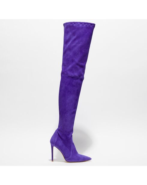 Cuissardes en Velours de Cuir Ultrastuart bleu/violet - Talon 11,5 cm