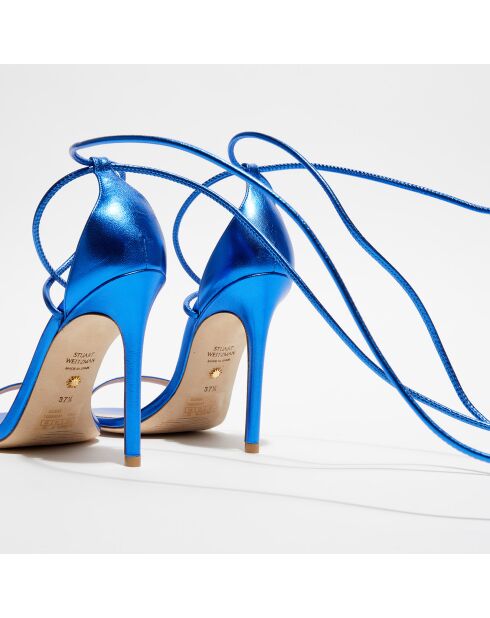Sandales en Cuir Nudistwrap bleu nuit - Talon 11 cm