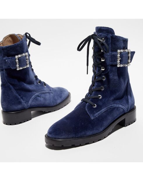 Boots en Velours Pearl bleu foncé