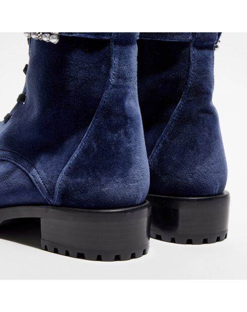 Boots en Velours Pearl bleu foncé