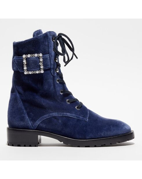 Boots en Velours Pearl bleu foncé