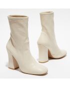 Bottines en Cuir Curveblock beige clair - Talon 10 cm