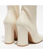 Bottines en Cuir Curveblock beige clair - Talon 10 cm