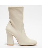 Bottines en Cuir Curveblock beige clair - Talon 10 cm