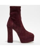 Bottines en Velours de Cuir Skyhigh bordeaux - Talon 14,5 cm