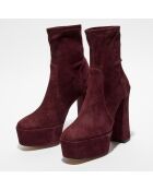 Bottines en Velours de Cuir Skyhigh bordeaux - Talon 14,5 cm