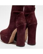 Bottines en Velours de Cuir Skyhigh bordeaux - Talon 14,5 cm