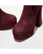 Bottines en Velours de Cuir Skyhigh bordeaux - Talon 14,5 cm