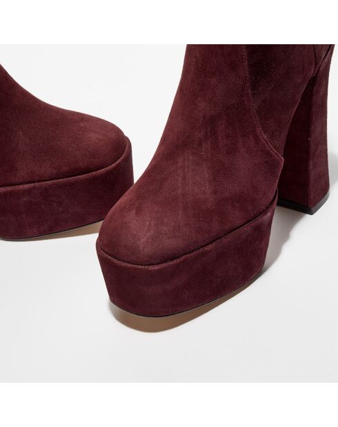 Bottines en Velours de Cuir Skyhigh bordeaux - Talon 14,5 cm
