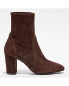 Bottines en Velours de Cuir Yuliana 80 marron - Talon 8,2 cm