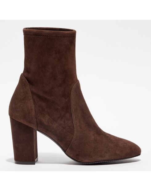 Bottines en Velours de Cuir Yuliana 80 marron - Talon 8,2 cm