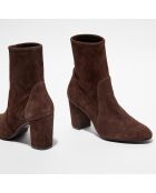 Bottines en Velours de Cuir Yuliana 80 marron - Talon 8,2 cm