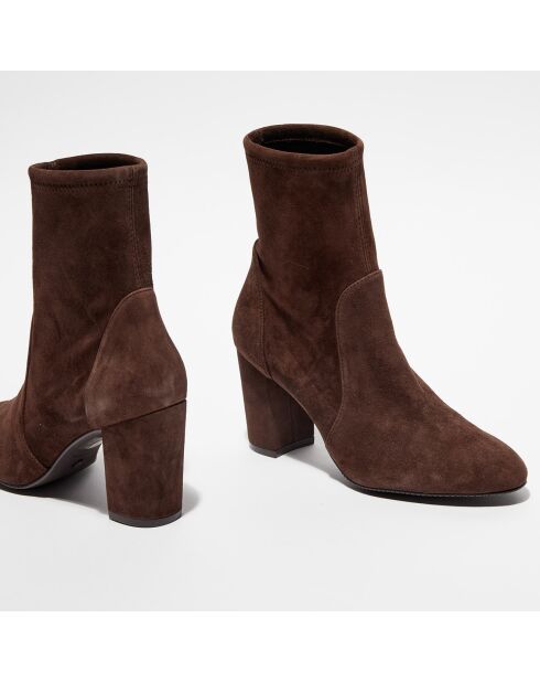 Bottines en Velours de Cuir Yuliana 80 marron - Talon 8,2 cm