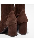 Bottines en Velours de Cuir Yuliana 80 marron - Talon 8,2 cm