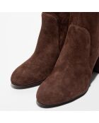 Bottines en Velours de Cuir Yuliana 80 marron - Talon 8,2 cm