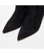 Bottines en Velours de Cuir Xcurve noires - Talon 9 cm