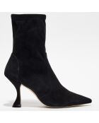 Bottines en Velours de Cuir Xcurve noires - Talon 9 cm