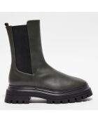 Chelsea Boots en Cuir Bedford kaki - Talon 5,5 cm