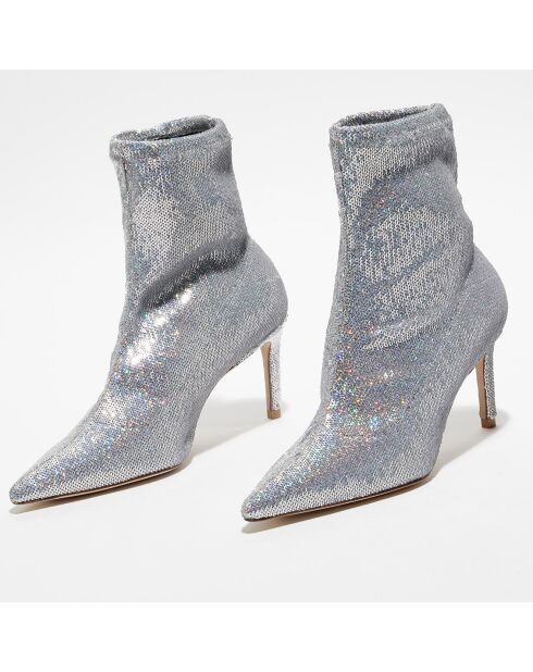 Bottines en Sequins argentées - Talon 8,5 cm