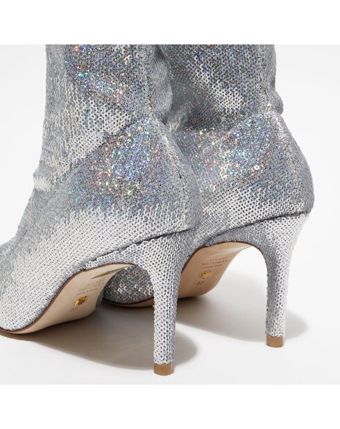 Bottines en Sequins argentées - Talon 8,5 cm
