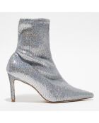 Bottines en Sequins argentées - Talon 8,5 cm