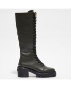 Bottes en Cuir Soho kaki - Talon 7 cm