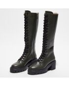 Bottes en Cuir Soho kaki - Talon 7 cm