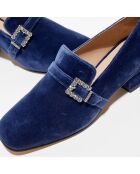 Mocassins en Velours Crystal Geo bleu foncé