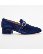 Mocassins en Velours Crystal Geo bleu foncé