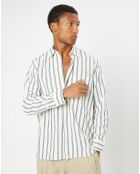 Chemise manches longues Rayée Poche blanc/noir