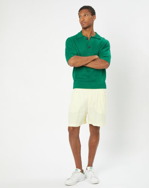 Polo 100% Lin manches courtes Maille vert emeraude