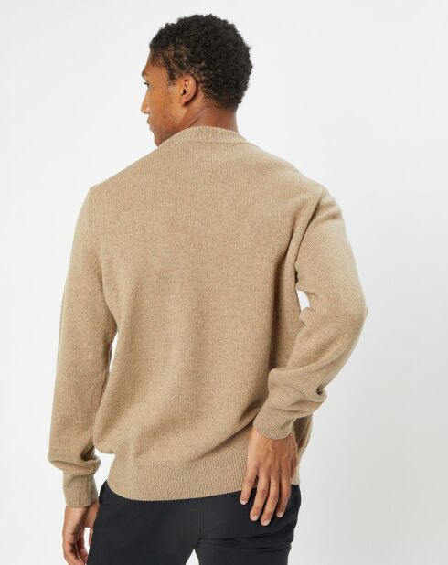 Pull en Laine d'Agneau mélangée col rond beige