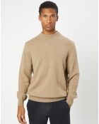 Pull en Laine d'Agneau mélangée col rond beige