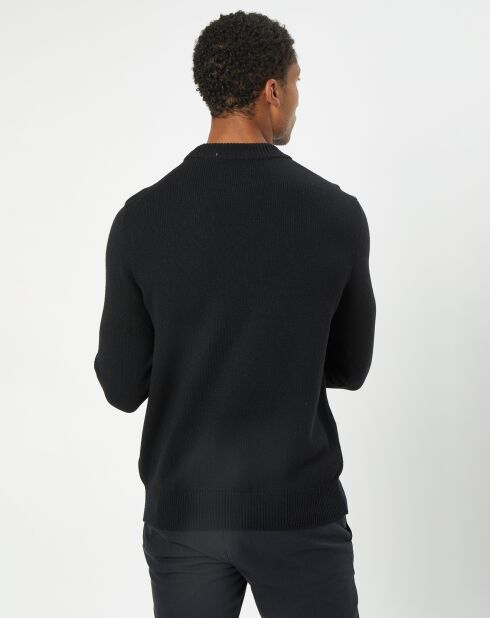 Pull en Laine d'Agneau mélangée col rond noir