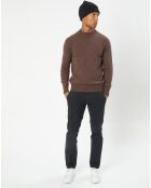 Pull en Laine d'Agneau mélangée col rond marron