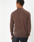 Pull en Laine d'Agneau mélangée col rond marron