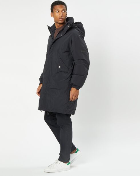 Parka rembourrée Puffer à capuche Amo noire