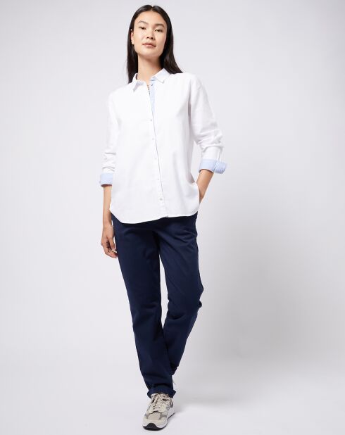 Pantalon chino en Coton mélangé classique bleu marine