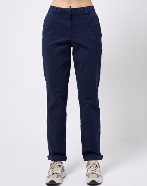 Pantalon chino en Coton mélangé classique bleu marine