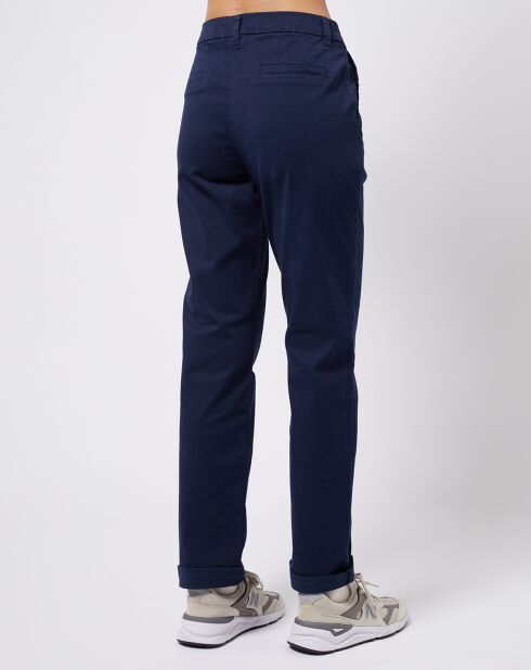 Pantalon chino en Coton mélangé classique bleu marine