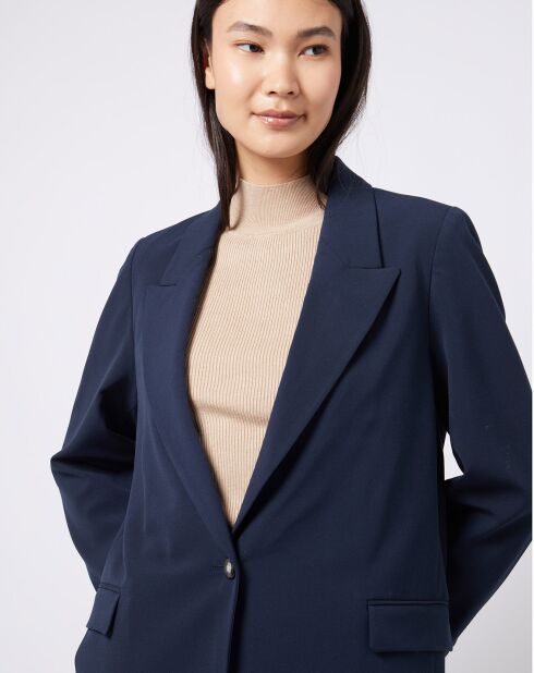 Veste blazer classique 1 bouton bleu marine