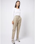 Pantalon en Toile de coton type cargo beige