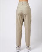 Pantalon en Toile de coton type cargo beige