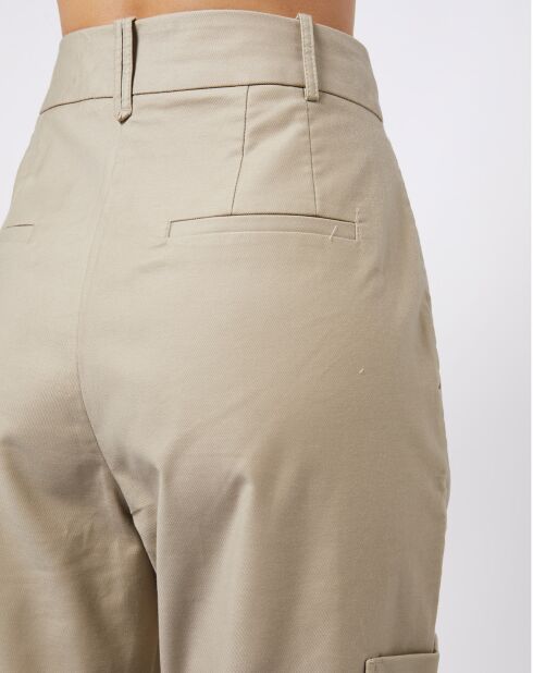 Pantalon en Toile de coton type cargo beige