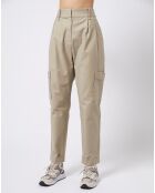 Pantalon en Toile de coton type cargo beige