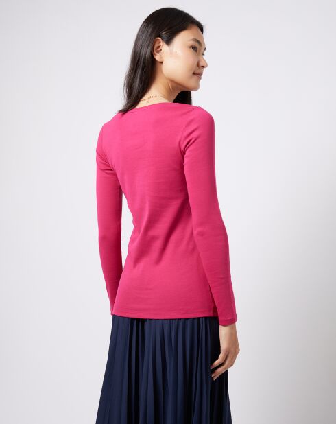 T-Shirt en jersey de Coton à logo strass rose foncé