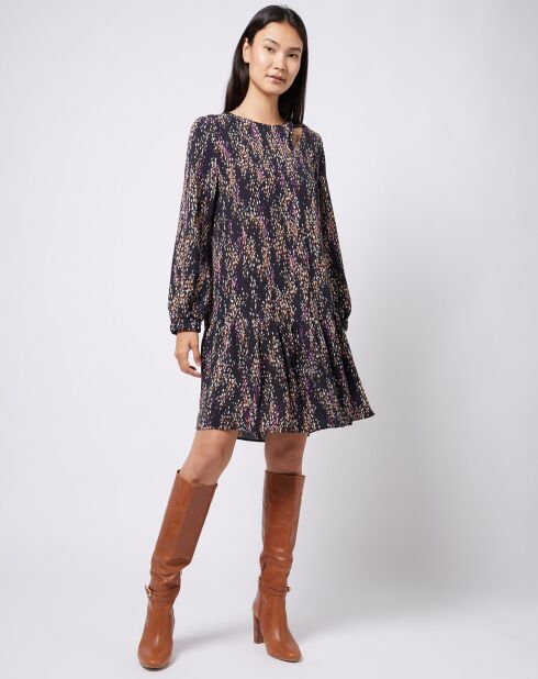 Robe courte à motif et découpe multicolore