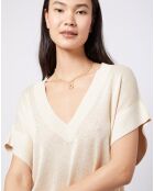 Pull en Maille fine sans manches lurex beige clair