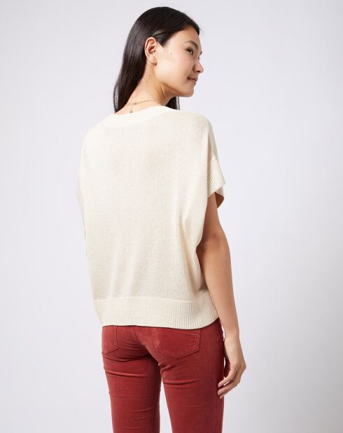 Pull en Maille fine sans manches lurex beige clair